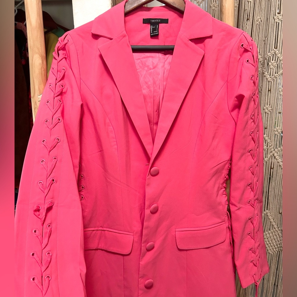 Pink Blazer with Lace-Up Detail - Picture 4 of 4